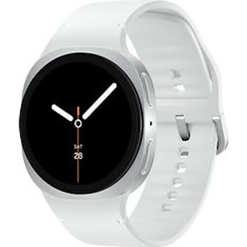 Samsung Galaxy Watch8 44 mm aluminium kast silver op Sport Band M/L white [Wi-Fi + 4G] Tweedehands