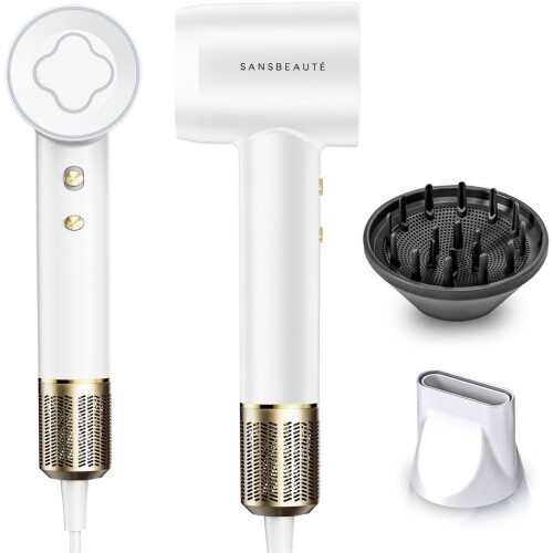 Sansbeauté® EssentiaPRO Föhn - Haardroger met Diffuser - 2000W 110.000RPM - 3 Opzetstukken - Coolshot - Classic White Tweedehands