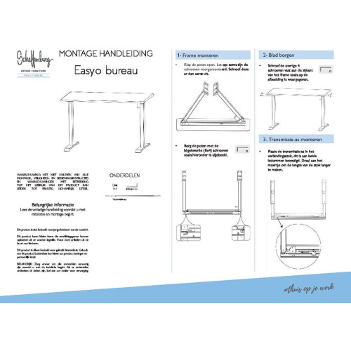 Schaffenburg Easyo - Elektrisch Zit-Sta Bureau - Hoogte 76-119 cm - Multikleur