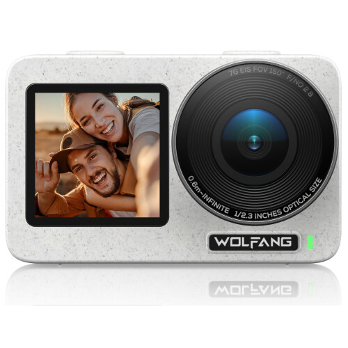 Seeker One White Waterdichte Actiecamera met 4K60fps Ultra HD-video, Dual Screen Kleurendisplay, 16 Voet Onder Water Camera, Live Streaming, Webcam, Stabilisatie met GO APE