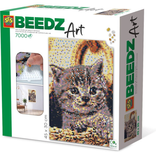 SES Beedz Art - Poes - 7000 strijkkralen - kunstwerk van strijkkralen