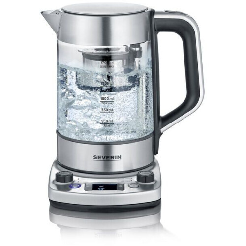 Severin WK 3422 - Glazen Waterkoker - Auto-Lift functie 1,7L - Aluminium RVS Tweedehands
