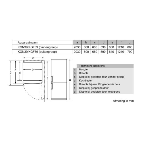 Siemens KG39N7XEB - Koel-vriescombinatie - NoFrost HyperFresh-laden - Wit Tweedehands