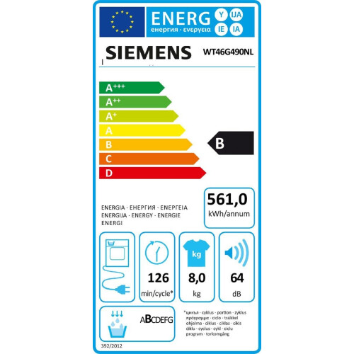 Siemens WT46G490NL - Condensdroger - 8 kg - Wit Tweedehands
