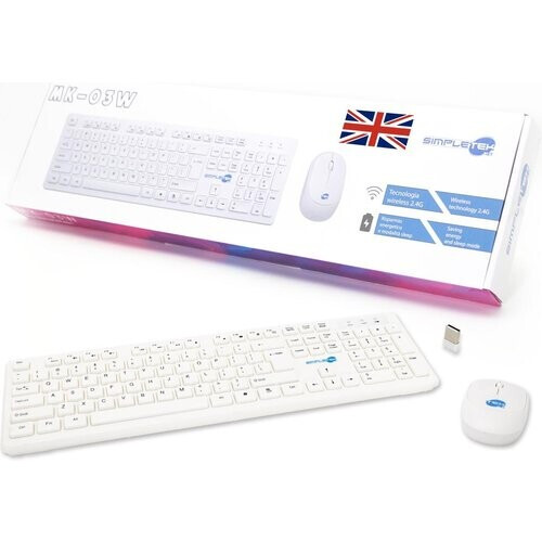 Simpletek Toetsenbord QWERTY Engels Draadloos M&K INGLESE UK Kit Mouse and Keyboard Tweedehands