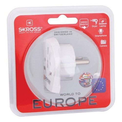 Skross Country Travel Adapter - Reisadapter USB - Geschikt voor 2- & 3-pole apparaten - Europa (Schuko)