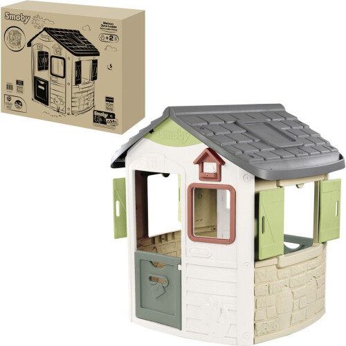 Smoby - Neo Jura Lodge - Speelhuis - Grijs Bruin Groen Beige Tweedehands