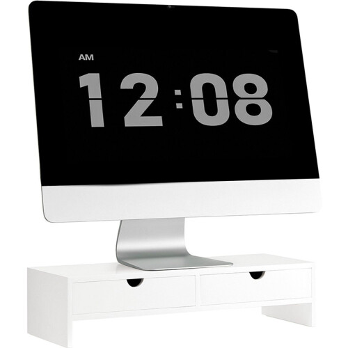 SoBuy BBF02-W - Flat panel bureau steun - Opbergruimte voor toebehoren - Wit