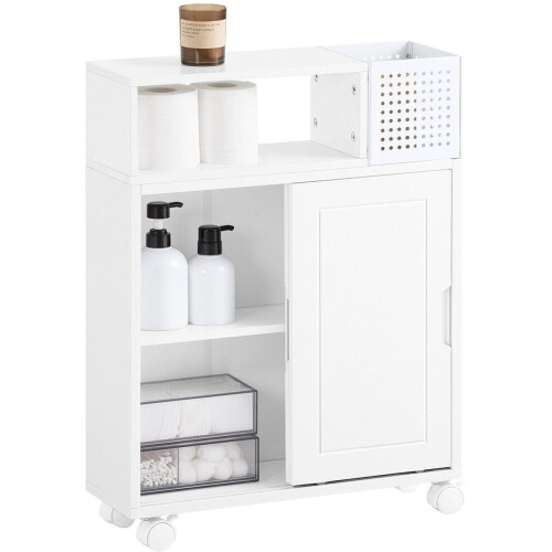 SoBuy BZR176-W - Monitorstandaard met Lade - Houtcomposiet - Wit