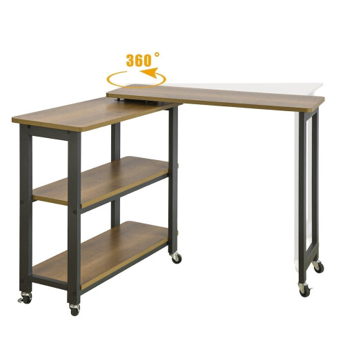 SoBuy Draaibare Bijzettafel - 133x30x69 cm - 6 wielen - Zwart Tweedehands