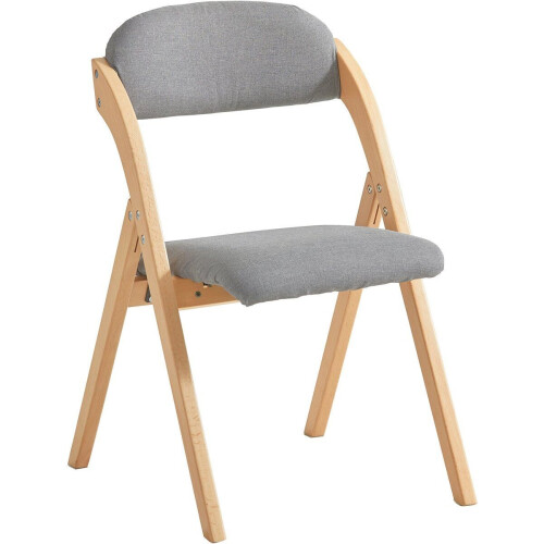 SoBuy FST92-N - Houten Klapstoel - Gestoffeerd Zitkussen - Grijs/Natuur 47.5x77x59 cm