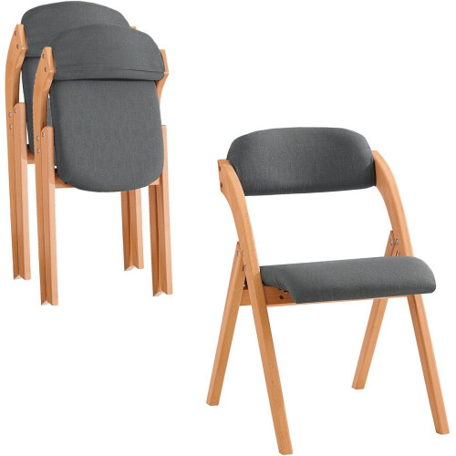 SoBuy FST92-SGx2 - Klapstoel - Opvouwbaar met Zitkussen - Donkergrijs (2 stuks)