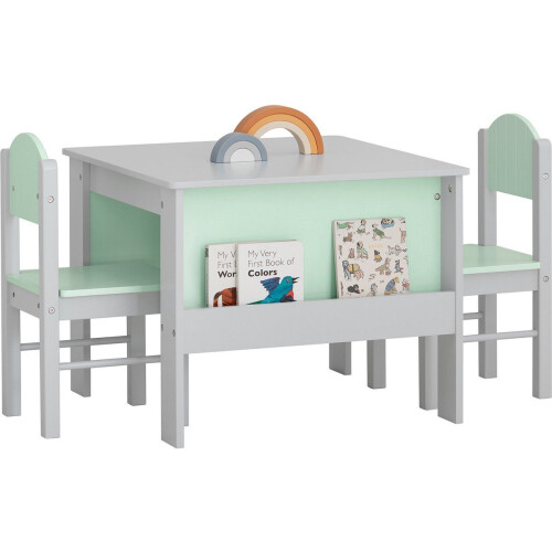 SoBuy KMB88-HG - Kinderbureauset - Opbergruimte - Lichtgrijs (2 stuks)
