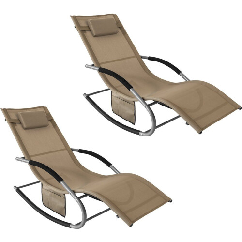 SoBuy OGS28-BRx2 - Schommelstoel - Verstelbare Hoofdsteun - Bruin Tweedehands