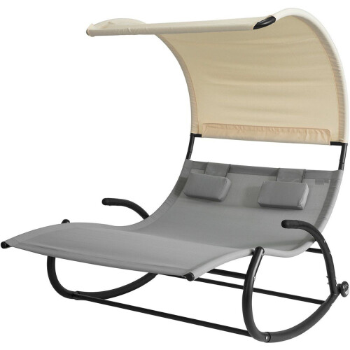 SoBuy OGS50-HG - Schommelstoel - Zonnedak en wielen - Grijs Tweedehands