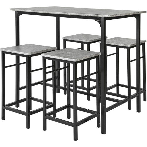 SoBuy OGT11-HG - Bartafelset - 4 krukken - Grijs