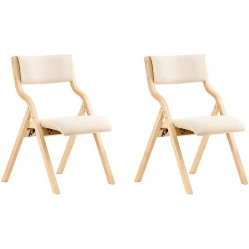SoBuy Set van 2 Klapstoel, Bureaustoel met Gestoffeerd Zitkussen, Eetkamerstoel, Wit, 49x80x54cm, Tweedehands