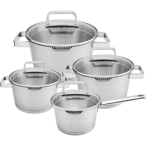 Sola - Pannenset - 4 kookpannen 18/10 edelstaal - Zilver (4 stuks)