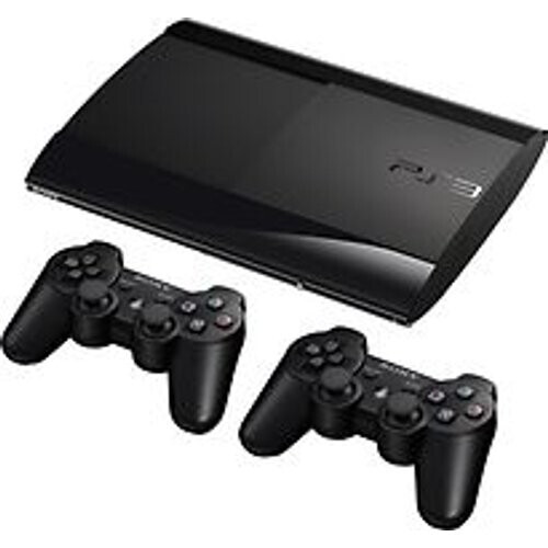 Sony PlayStation 3 super slim 12 GB SSD  [incl. 2 draadloze controllers] zwart Tweedehands