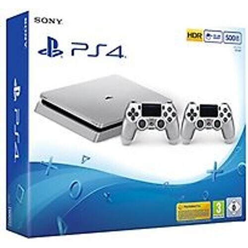 Sony PlayStation 4 slim 500 GB [incl. 2 draadloze controllers] zilver Tweedehands