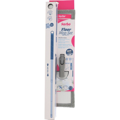 Sorbo Floor Mop Set - Microvezel Dweil - RVS Steel 135 cm - Grijs