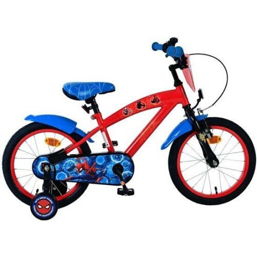 Spider-Man Kinderfiets - 16 inch - Handrem en terugtraprem - Rood