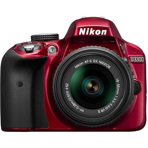 Spiegelreflexcamera D3300 - Rood + Nikon AF-S DX Nikkor 18-55mm f/3.5-5.6 G VR f/3.5-5.6 Tweedehands