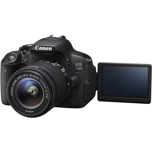 Spiegelreflexcamera EOS 700D - Zwart + Canon EF-S 18-55mm f/3.5-5.6 IS STM + EF-S 55-250mm f/4-5.6 f/3.5-5.6 + f/4-5.6 Tweedehands