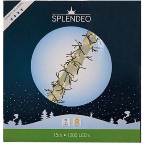 Splendeo Extreme density lightchain - 1200 leds - arizona wit - zwarte kabel - 15 m - 3 m aansluitsnoer - transformator