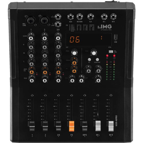 STAGELINE MXR-40PRO - 4-kanaals audiomixer - MP3-speler Bluetooth ontvanger DSP-effecten - Zwart
