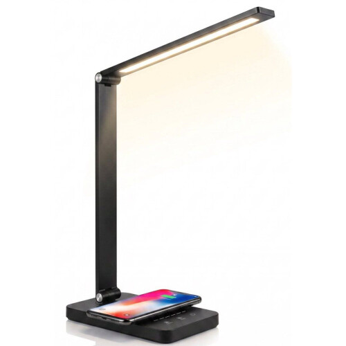 Stane Bureaulamp LED Dimbaar - 5 Lichtkleuren (2700K-6000K) - Touchbediening - USB Oplader - Tafellamp - Leeslamp - Bedlamp - Zwart Tweedehands