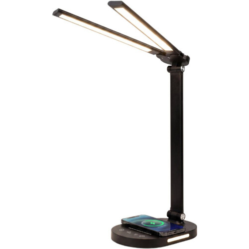 Stane Dubbele Bureaulamp LED Dimbaar - 5 Lichtkleuren 2700K-6000K - Touchbediening - USB Oplader - Zwart Tweedehands