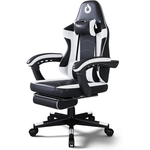 Stane ST-0029 - Ergonomische Gamestoel - Verstelbaar met Voetsteun - Zwart/Wit Tweedehands