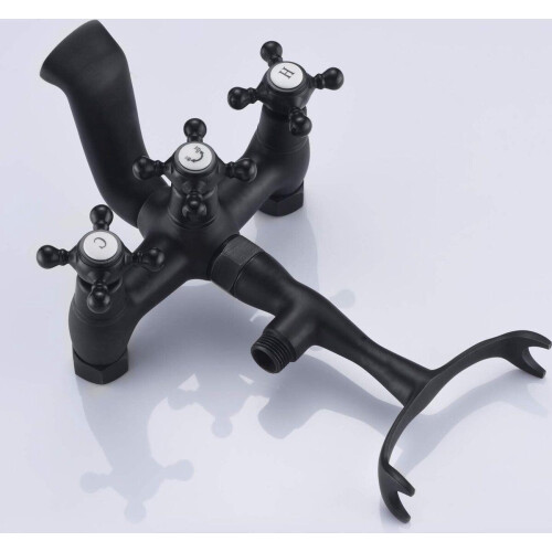 Sumerain - Vintage Wall Mount Clawfoot Tub Faucet - Matte Black - Hand Shower