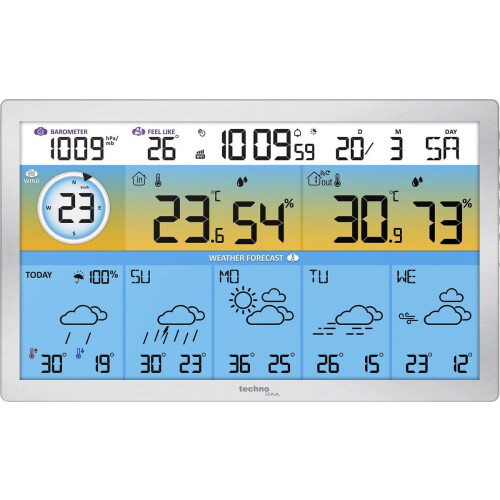 Technoline WD 2500 - Weerstation - 4-daagse voorspelling - Zilver Tweedehands