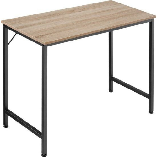 tectake® Jenkins - Bureau - Industrieel design - Houten bureaublad - Zwart metalen frame - Afmetingen (LxBxH) 80 x 50 x 75,5 cm - Lichtbruin Tweedehands