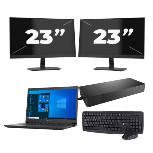 Toshiba Dynabook Tecra A40-G-18H - Intel Core i3-10e Generatie - 14 inch - 8GB RAM - 256GB SSD - Windows 11 Home + 2x 23 inch Monitor Tweedehands