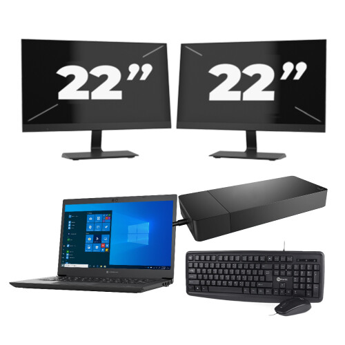 Toshiba Dynabook Tecra A40-G-18H - Intel Core i3-10e Generatie - 14 inch - 8GB RAM - 256GB SSD - Windows 11 Home + 2x 22 inch Monitor Tweedehands