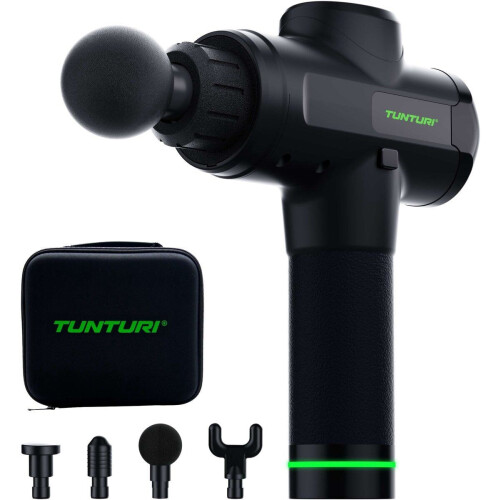 Tunturi MG50 - Massage Gun - 20 snelheden 1200-3300 RPM - Incl. 4 kopstukken en koffer - Kleur: zwart Tweedehands