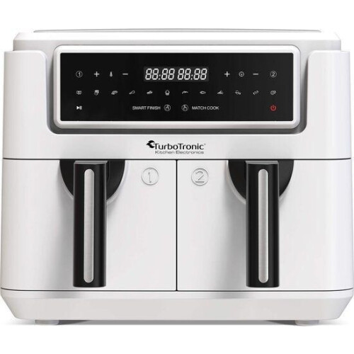 TurboTronic AF118 - Dubbele Airfryer XXL - 7,6 Liter - 12 programma's - Wit