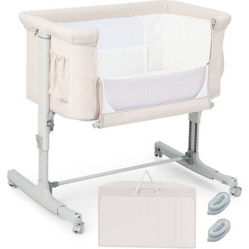 Tweedekans 3-in-1 Baby Wiegje met 5-Standen Verstelbare Hoogte 10° Kanteling Draagbaar Wiegje voor Baby & Kind Beige/Grijs/Lichtgrijs Tweedehands
