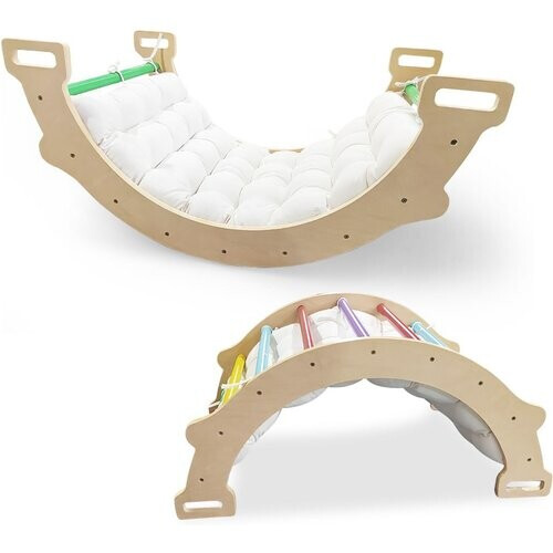 Tweedekans 3-in-1 Klimboogspeelgoed met Zacht Kussen - 81 x 50 x 38,5 cm - Hout Tweedehands