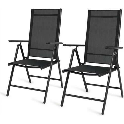 Tweedekans 909 Outdoor Aluminium Tuinstoelen – 66x55x107 cm – Grijs – Set van 2 – Opvouwbaar & Verstelbaar Tweedehands