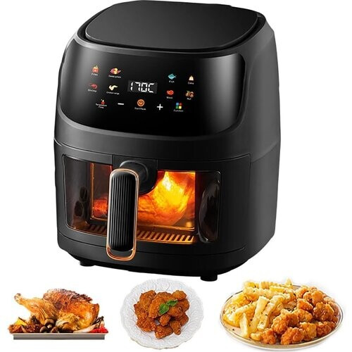 Tweedekans Airfryer XXL - Heteluchtfriteuse - 6L - 240W - 280 x 26 x 32 cm - Zwart Tweedehands