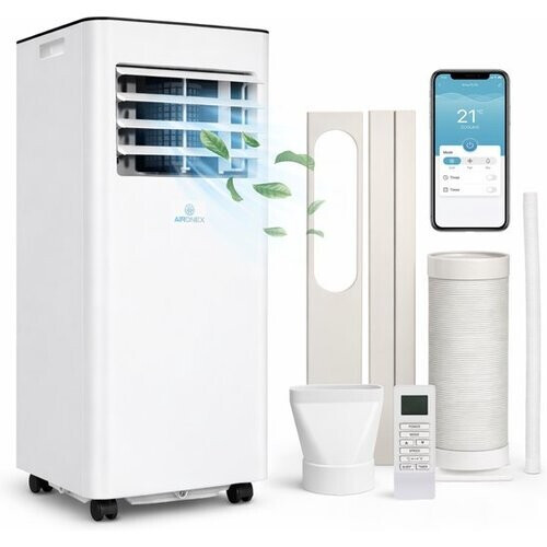 Tweedekans Aironex Mobiele Airco 7000 BTU – App & Afstandsbediening – Stil & Compact – Mobiele Airconditioner met Raamafdichting - Mobiele Airco voor Slaapkamer, Woonkamer, Kantoor Tweedehands