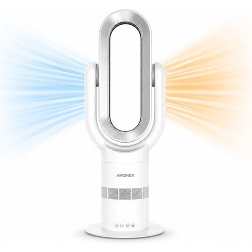 Tweedekans Aironex Swing Bladloze Ventilator met Verwarming – Ventilatorkachel – 2-in-1 Koelen & Verwarmen – 10 Standen – 71° Oscillatie – Afstandsbediening – Wit Tweedehands