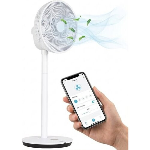 Tweedekans Aironex Ventilator - Stille Statiefventilator met 26 snelheden - App bediening - Laag verbruik - Wit - Met Aromafunctie en Wifi - Timer en Nachtmodus - In hoogte verstelbaar - Horizontale + Verticale oscillatie Tweedehands