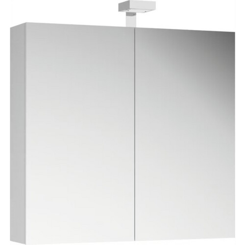 Tweedekans Allibert Spiegelkast 80x70x15 cm – Glanzend Wit met LED Verlichting en Spiegels aan Binnenzijde Tweedehands