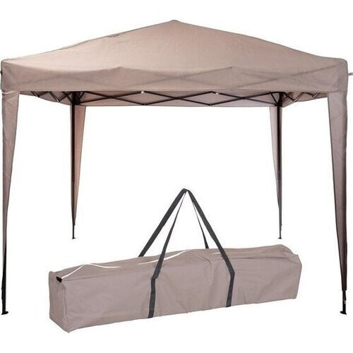 Tweedekans Ambiance Partytent - Paviljoen - EasyUp - Opvouwbaar - Waterdicht - Met Draagtas - 300 x 300 cm - Taupe Tweedehands