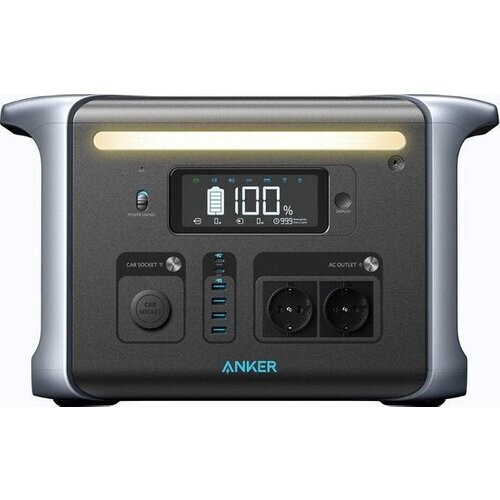 Tweedekans Anker 757 Portable Power Station, PowerHouse 1229Wh-LiFePO₄-accu, 1500W-zonnegenerator met 6 AC-uitgangen (optioneel zonnepaneel), 2 USB-C-poorten (max. 100 W), ledlicht voor kamperen of stroomuitval Tweedehands